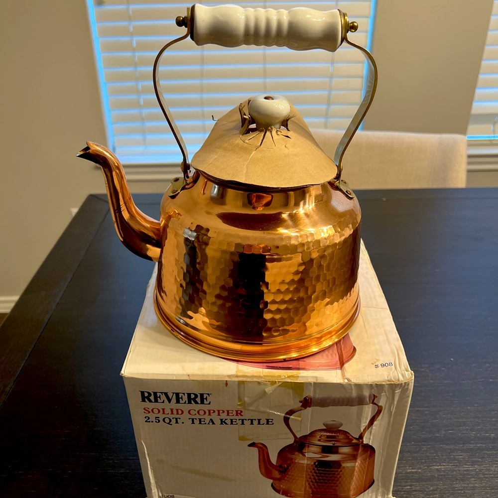 NEW Revere Ware Solid Copper 2.5 qt Tea Kettle #908